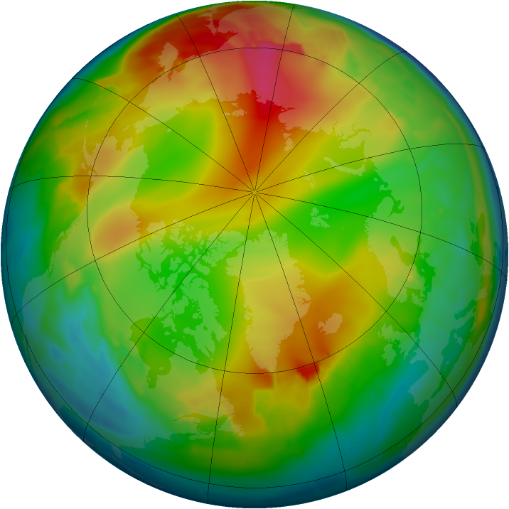 Arctic ozone map for 02 January 2015